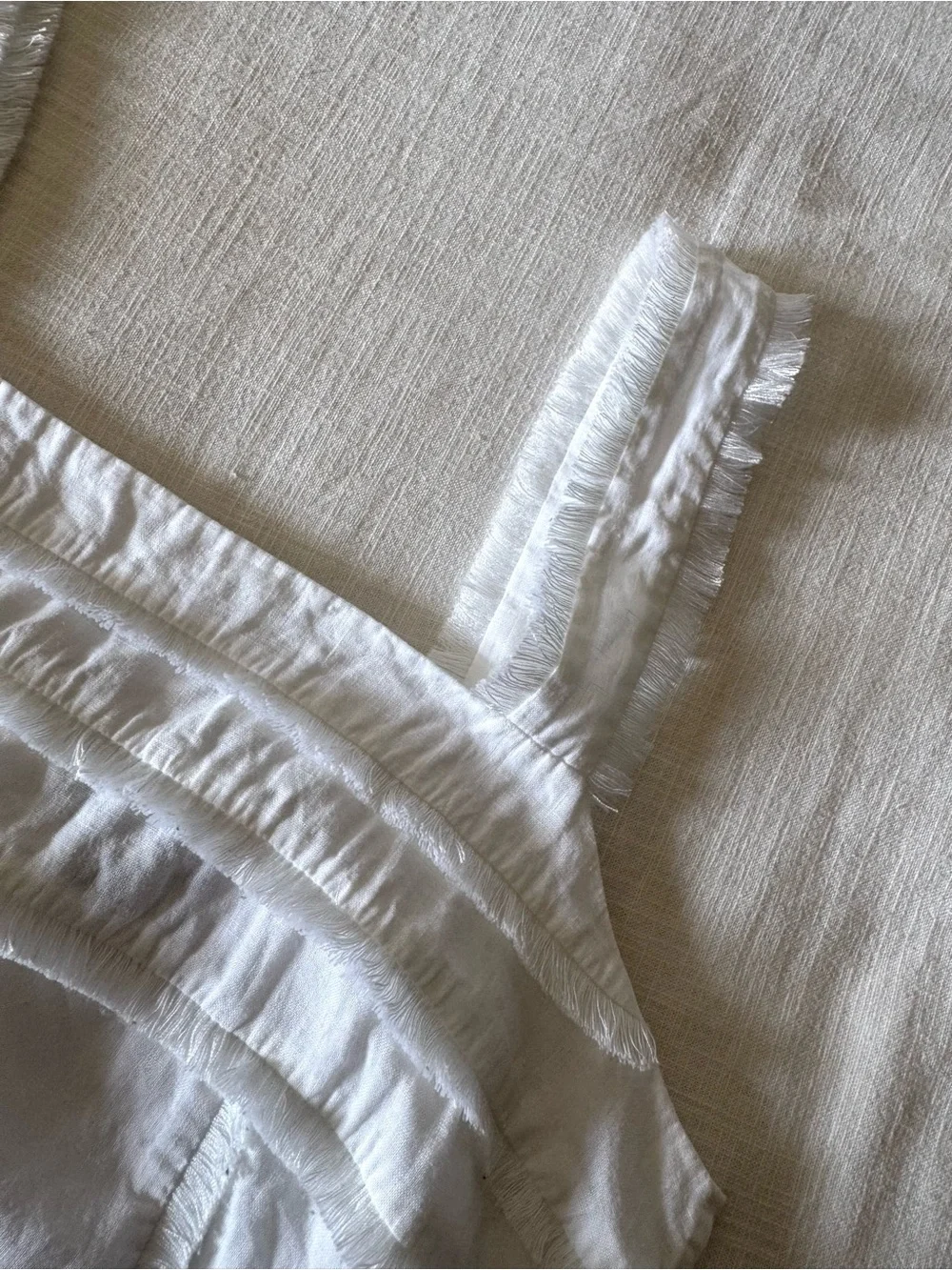 J. Crew Linen White Fringe Trim Tank, size 12